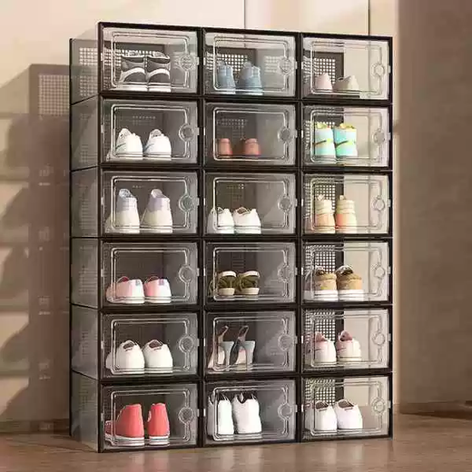 Yusenyi Shoe Box Storage Box Transparent Plastic Shoe Rack Home Door Thick Breathable Shoe Cabinet Space-Saving Shoe Storage Artifact 12 Pack Small Black 12 Pack Small Black 1x1x10,000 km 1 1x1x10,000 km