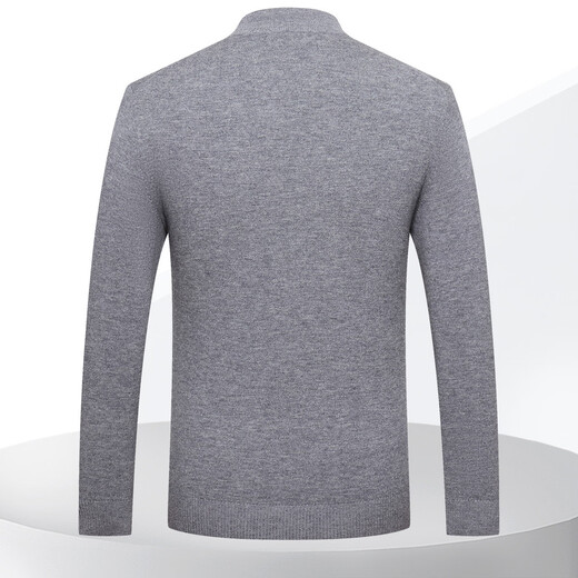 Bosssunwen 100% sheep wool new spring casual versatile soft breathable half turtleneck solid color men's wool sweater light gray M