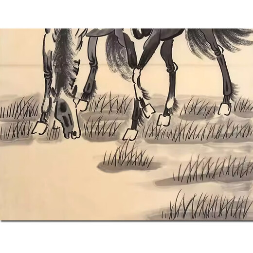 Celebrity calligraphy and painting Xu Beihong Celebrity hand-painted calligraphy and calligraphy Authentic Chinese painting art auction collection ink painting prints decorative painting <Double Horse> calligraphy and painting hanging painting oil painting 99X54CM