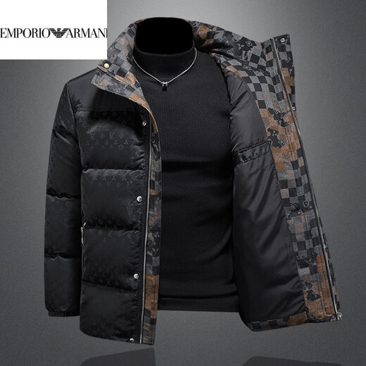 EMPORIO ARMANI Armani элитная легкая роскошная мужская модная зимняя одежда 90 бархатный пуховик с воротником-стойкой мужской повседневный белый утиный пуховик черный 2XL