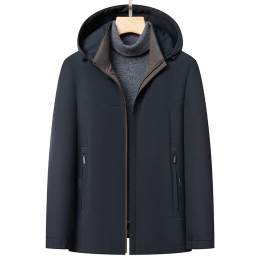 KBXNG Jinba высококачественный деловой легкий пуховик мужской зимний новый стиль мужская теплая и удобная зимняя куртка среднего возраста с капюшоном темно-синего цвета M 170