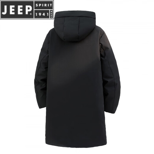 JEEP SPIRIT冬款新款加厚长款情侣羽绒服时髦简约帽子可拆卸经典立领英爵伦男 黑色 S