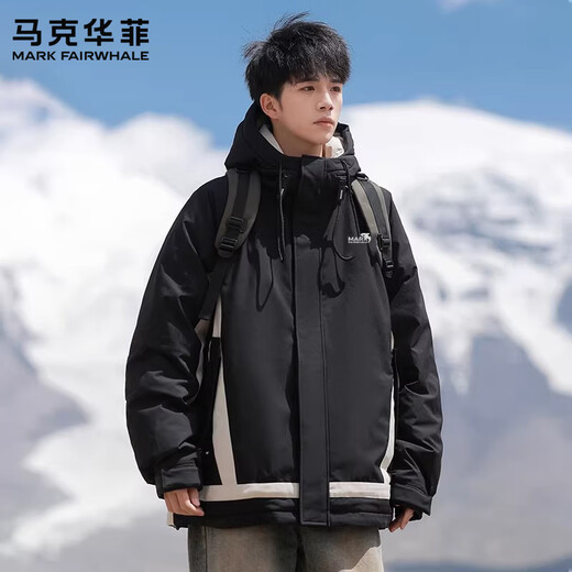 马克华菲（MARK FAIRWHALE）美式复古休闲羽绒服男士2026年春季新款宽松保暖舒适潮牌防寒上衣 军绿色 【90%白鸭绒】 XL 【建议135-155斤】