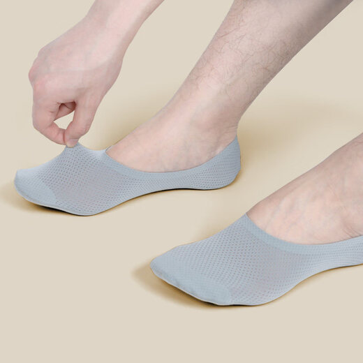 AUN shallow boat socks for men in summer, non-slip, non-falling, anti-falling mesh, breathable, deodorant socks, invisible socks, modal invisible socks, 2 black, 2 white, 2 gray, one size fits all