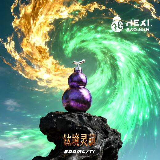 Yong Huan He Xi pure titanium gourd thermos cup portable kettle new high-value water cup birthday gift gift cup outdoor He Xi Ukiyojin 500ML healthy pure titanium 99.8%