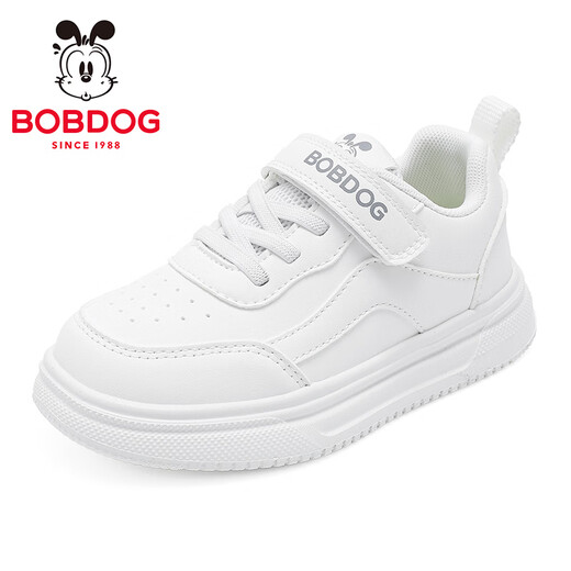 BOBDOG children's shoes 2026 boys' low-top casual shoes spring children's sneakers women's running shoes big children's versatile white shoes white 26 suitable for feet 15.5cm long
