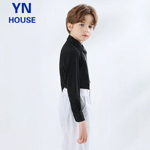 Innovo Children's Shirt Black Long Sleeve Pocket Boys Shirt Black Long Sleeve 150CM