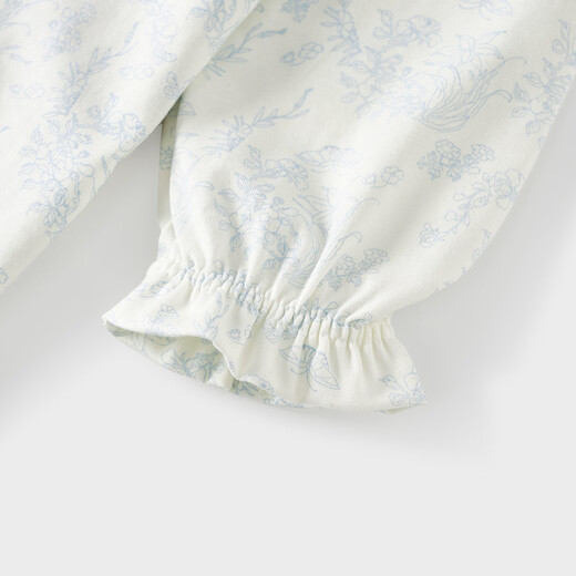 TONGTAI baby jumpsuit, spring and autumn pure cotton baby girl clothes, girls going out, lace sleeves, children's romper, blue 73cm