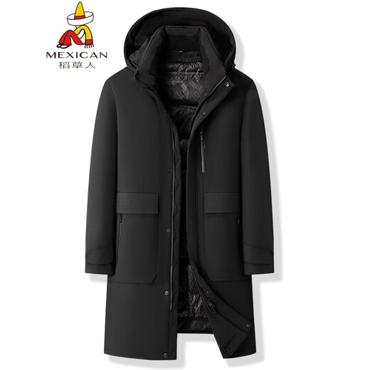 Scarecrow Fat Brother 2025 medium-length windproof and warm down jacket for men plus size winter thickened cold-proof removable down jacket black 5XL (recommended 220-240Jin Jin equals 0.5 kg)