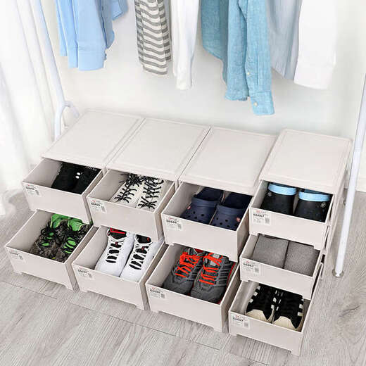 Yusenyi thickened shoe box storage box solid drawer-type dust-proof shoe plastic shoe box shoe cabinet simple shoe rack without assembly 6 pieces (can be stacked) shopkeeper recommended 28x36x16.6cm