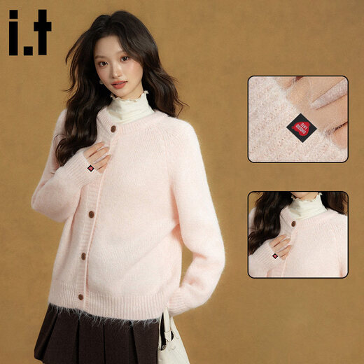 CHOCOOLATE it Women's Classic Gentle Style Purple Cardigan Sweater Women's 2026 Spring New Soft Waxy Cotton Wool Sweater Purple Official Authentic One Size