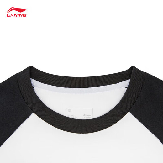 Li-Ning Boys Long Sleeve Spring Youth Round Neck Loose Casual Clothes Pullover Children's Trendy Raglan Sports Top White/Black/Black 140 cm