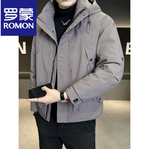 ROMON мужской пуховик с капюшоном, зима 2025, новый стиль, уличная утолщенная морозостойкая одежда, теплая мужская куртка кофейно-серого цвета L