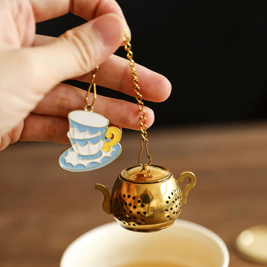 Weishi Creative Kettle Tea Leak Household 304 Stainless Steel Filter Household Scented Tea Ball with Pendant Tea Boiling Liner Golden Teapot Filter-Kettle Pendant