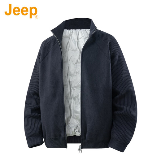 JEEP American genuine high-end lightweight knitted down jacket winter warm and cold-proof men's casual stand-up collar trendy jacket royal blue international big brand XL
