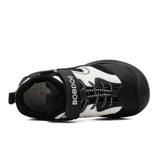 BOBDOG children's shoes 2026 new spring breathable running shoes for boys and older children, girls' shoes, mesh children's sports shoes, black/meter 26, suitable for feet length 16.0CM