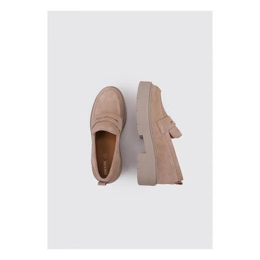 GEOX women's loafers, breathable, sweat-absorbent, soft sole, lightweight, round toe, flat heel, lace-up, short tube, casual daily wear Braun 41