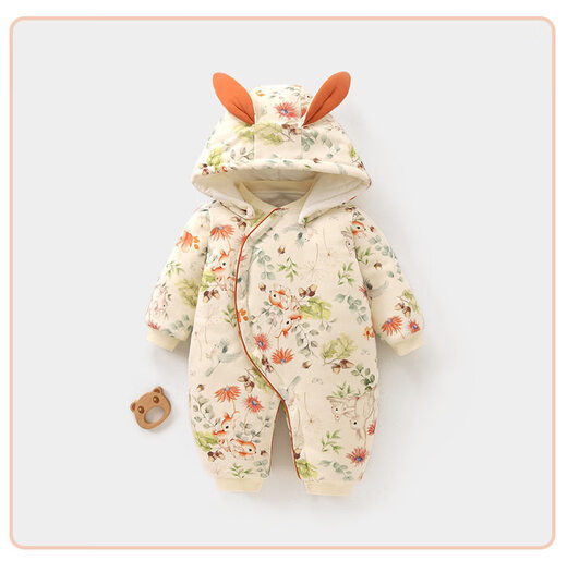JOYNCLEON newborn baby jumpsuit winter quilted warm baby outdoor climbing suit infant and toddler New Year's greeting suit 832143 220g quilted 90cm 1-2 years old recommended weight 9.5-13kg