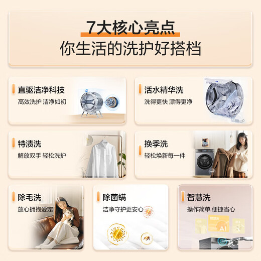 Haier Little Red Flower Fully Automatic Drum Washing Machine 10KG Direct Drive Frequency Converter Essence Wash Home Appliances National Subsidy Trade-In OCC XQG100-BE376XS