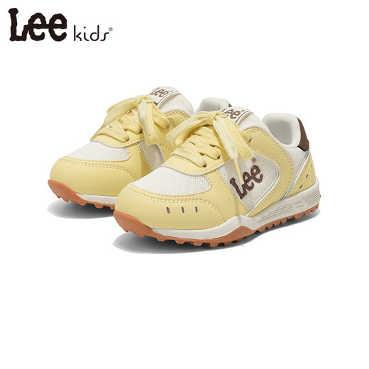 LEE KIDS children's sports shoes, men's and women's running shoes, 26 spring new running shoes, non-slip, wear-resistant moral training shoes, casual shoes, yellow 36, inner length 23.4cm, suitable for feet 22.4-22.9cm long