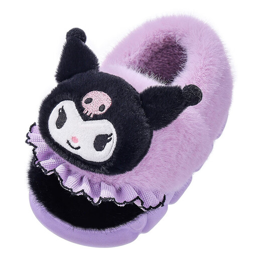 Yingtang Sanrio Cotton Slippers Girls Bag Heel Winter Cartoon Cute Kuromi Anti-Slip Indoor Baby Sky Blue Big Ear Dog Bag Heel 10.5 Inner Length 23cm Size 38/39 Suitable for 37/38
