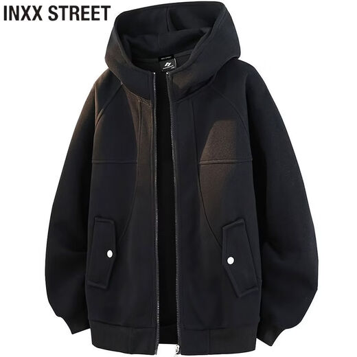 Inxx (inxx) INXX STREET simple and atmospheric windproof cardigan sweatshirt men's spring and autumn fashion new comfortable casual jacket black 2XL recommended 150-170Jin Jin equals 0.5 kg