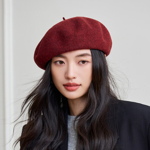 Langsha Hat Women's Winter Thick Pure Wool Beret Women's 2026 New Big Head Circumference Showing Face Small Versatile Bere Hat Black | Classic and Timeless One Size (56-58cm) Adjustable