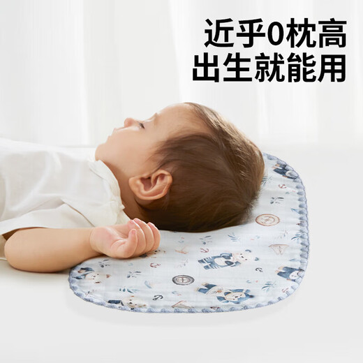Duolingduo newborn baby cloud pillow infant pillow pure cotton gauze 0 to 1 year old baby small pillow pillow pillow towel flat pillow summer Le Meng 10 layers of gauze breathable polka dot 40x27x0