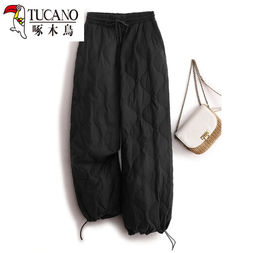 Woodpecker (TUCANO) Down Pants Women's Autumn and Winter Plus Velvet Thickened Pants 2026 New Model Northeast Minus 40 Degree Coldproof Cotton Pants Army Green L Recommended 115-130 Jin Jin equals 0.5 kg