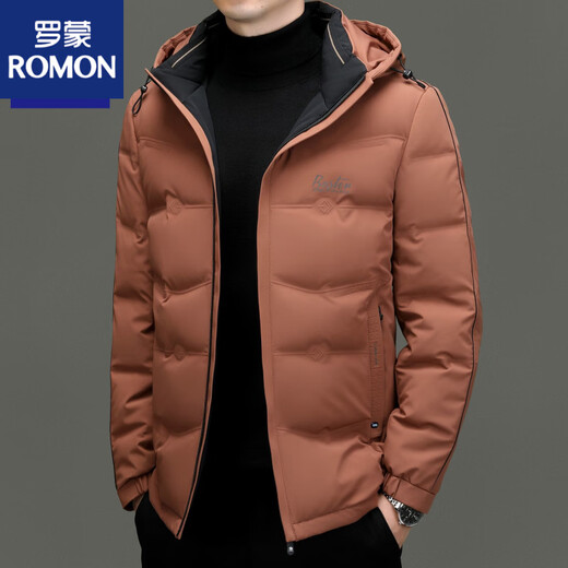 罗蒙（ROMON）高端男士羽绒服冬季新款加厚保暖外套短款防寒服休闲冬装外套 灰色【罗蒙】/上新-X9529F XL 180