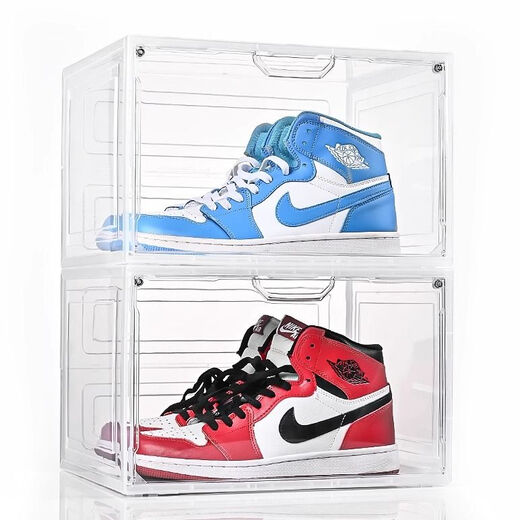 Fantasy magnetic side-opening transparent storage box shoe box shoe wall display shoe rack shoes 2 transparent side-opening shoe boxes 33x27x21cm