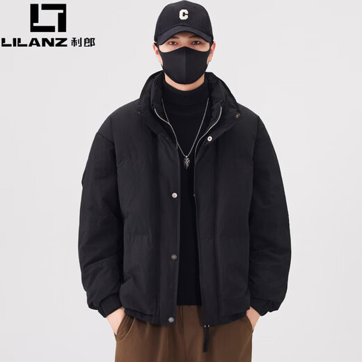 LILANZ 90 Белая куртка на утином пуху, мужская новая зимняя куртка 2025 года с воротником-стойкой, утолщенная повседневная теплая высококачественная куртка из двух частей, черная M 90-115Jin Jin равна 0,5 кг