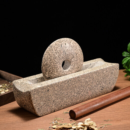 Tuojin imported high-quality medical stone grinder from Germany, traditional Chinese medicine grinder, medicine roller, medicine ship stone, medicine twister, groove tool stone, fine polished medical stone roller, diameter 30 cm (smooth sailing)
