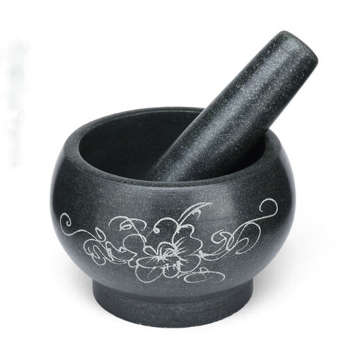 Fantasy bluestone stone mortar garlic mortar garlic pounder medicine jar stone cup masher food supplement grinder outer diameter 30CM with hammer