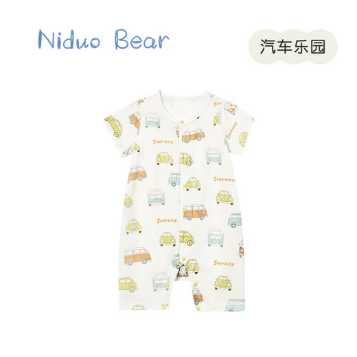 Nido Bear summer new baby clothes jumpsuit baby men's and women's crawling clothes newborn pure cotton short-sleeved robe Car Park 66cm
