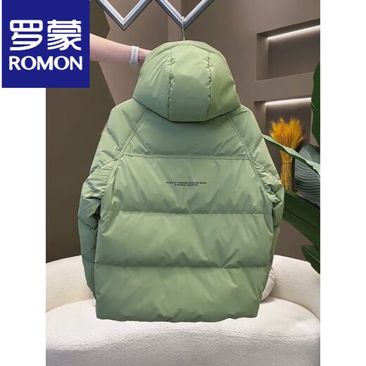 Мужской пуховик ROMON, зимний с капюшоном, новинка 2025 года, морозостойкий и теплый, утолщенный, красивый мужской повседневный пиджак в корейском стиле, черный, L рекомендуется 120-135 Jin Jin, вес 0,5 кг.