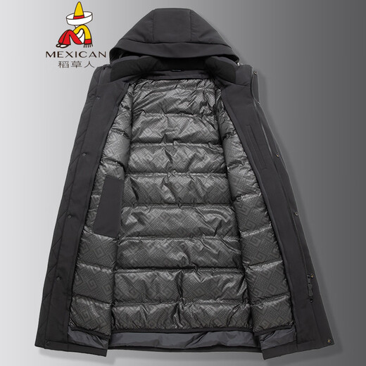 Scarecrow Fat Brother 2025 medium-length windproof and warm down jacket for men plus size winter thickened cold-proof removable down jacket black 5XL (recommended 220-240Jin Jin equals 0.5 kg)