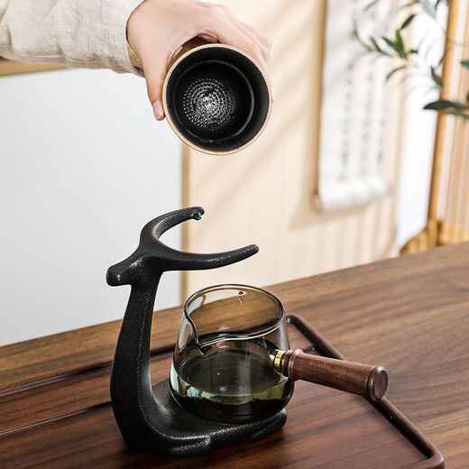 Miaopule lazy tea filter rack tea strainer tea making artifact ceramic one-piece glass tea splitting fair cup tea tea filter 01 all the way to fortune base + A21 fair cup