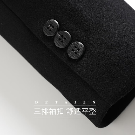 SHANSHAN Shanshan Men's Plush Suit with Wool Jacket Business Casual Versatile Warm 90 Duck Down Woolen Suit Jacket Black 56/195