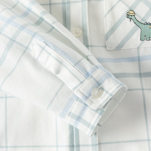 DAVE&BELLA children's plaid shirt cotton boys' shirt 2026 spring new baby boy long-sleeved top children's clothes green plaid ready stock 110 cm (recommended height 100-110cm)