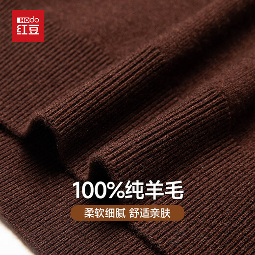 Hongdou semi-refined imitation machine washable 100% pure wool sweater men's autumn and winter V-neck sweater men's pullover bottoming sweater