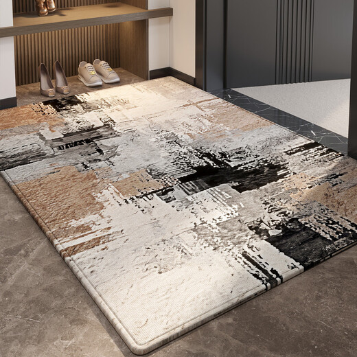 Fantasy entry door floor mats, light luxury door entry carpets, 2025 new door mats, cuttable entry mats, ink shadow gray wadding 80x120CM, upgraded Belgian velvet