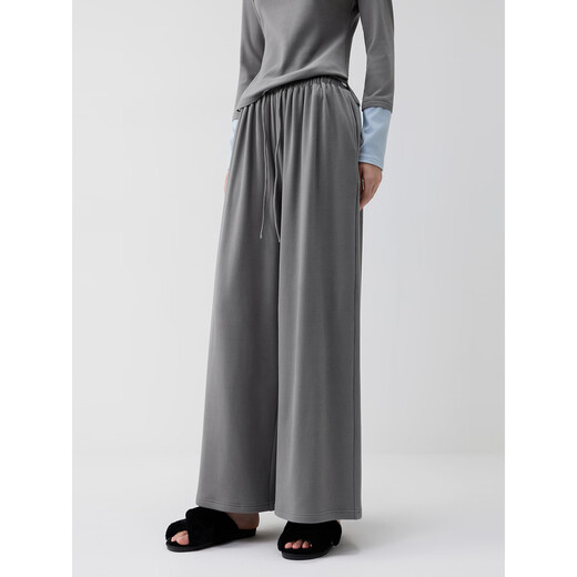 ELLE casual suit women's autumn pajamas German velvet warm can be worn outside blue gray contrast casual home wear new style light gray M