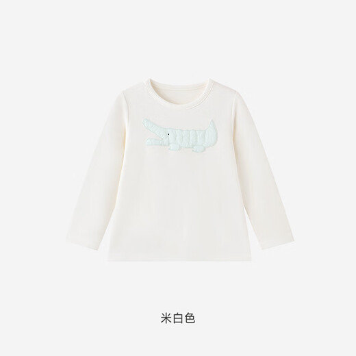 YEEHOO Haute Couture Series Children's T-shirt Boys' Long-Sleeved Top Spring and Summer New Off-White Casual Long-Sleeved T-shirt Off-White 80 cm