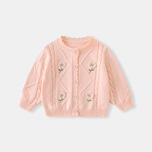 BORBOON B Girls' Jackets and Sweaters 2026 New Spring Clothes Baby Girls Fashionable Cardigan Sweater Tops Spring and Autumn Outing Clothes Pink 6772 73