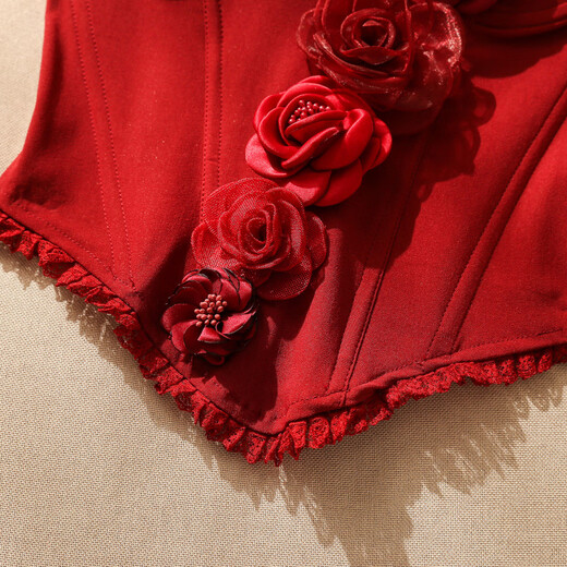 Ao Yan Lai Hot Girl Red Flower Fishbone Bra Women's Summer Slimming Tube Top Red S