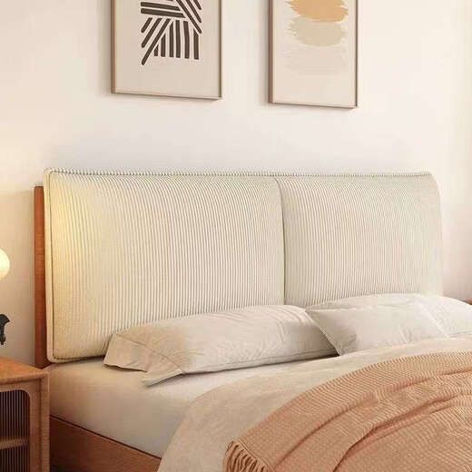 Yusenyi corduroy bedside cushion tatami soft bag large backrest bedroom bedside self-adhesive thickening anti-collision customizable removable and washable lazy wick + goose warm white (with bedside cover) pillowcase 120 width x 60 height x 6cm thick