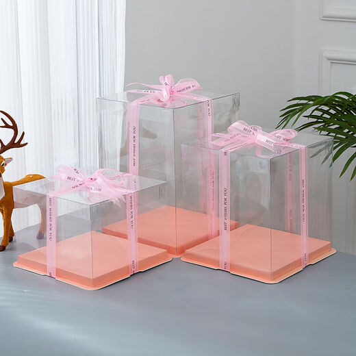Fantasy transparent birthday cake box four 4 inches 68101214 inches single layer double layer packaging box fully transparent foundation 50 sets 12 inches height 34x34x37cm