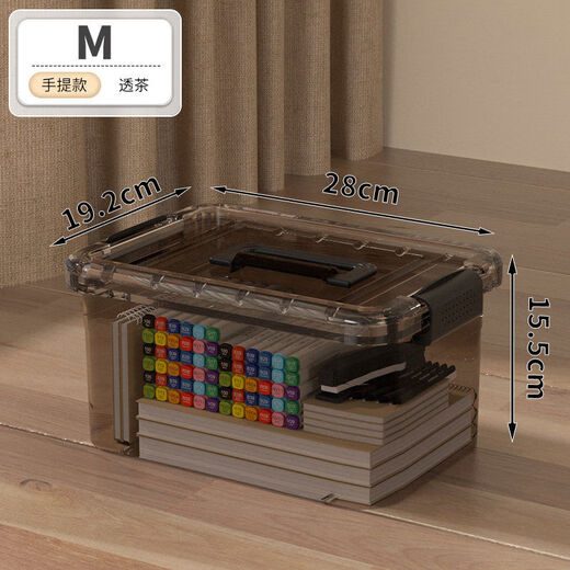 Sanqihu Transparent Brown Storage Box Home Large Capacity Extra Large Plastic Organizing Box Clothes Thickened Portable Storage Box Upgraded and Toughened Model M Size Transparent Brown 28*19 Points 5*15 Points 5cm