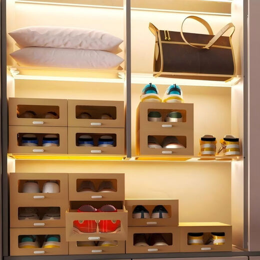 Fantasy large window drawer shoe box, hardened transparent shoe box, patented pull-out shoe box for boots, universal for women (within 40 yards) 6 pieces, large window 1x1x1cm